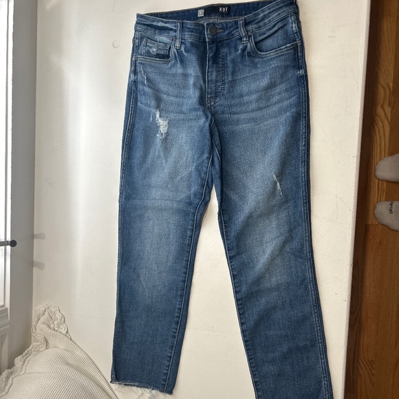 Kut from the Kloth High Rise Reese Fab Ab Ankle Straight Leg Jeans - Picture 2 of 5